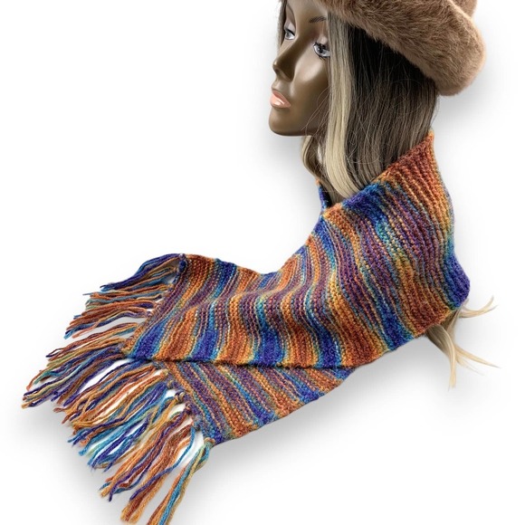 Vintage ombre rainbow hand made crochet scarf - Picture 13 of 13